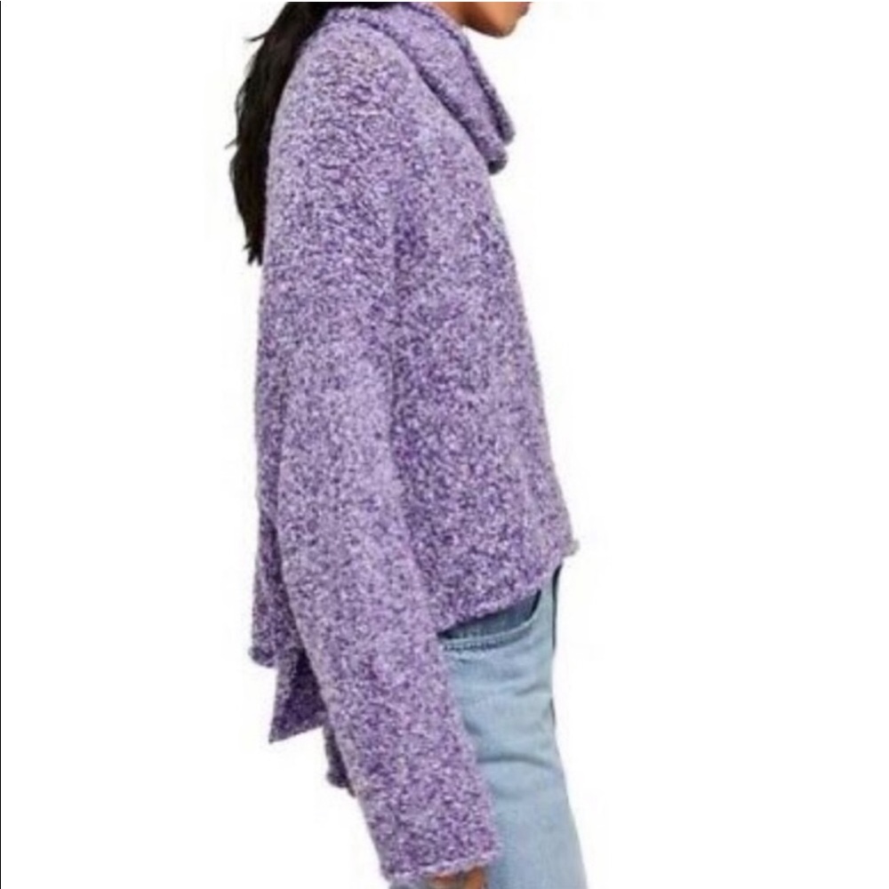 NEW FREE PEOPLE BFF Cowl Neck Plush Knit Sweater Purple Grape Hyacinth XS S M - Picture 6 of 6
